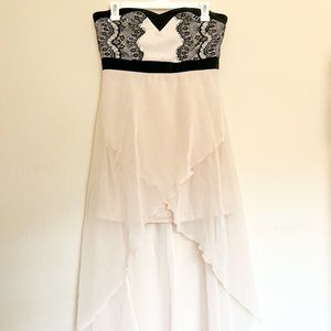Elegant High-Low Chiffon Tube Dress (X-Large)